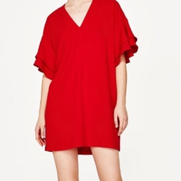 Zara Ruffle Sleeve Crepe Dress - Picture 2 of 3